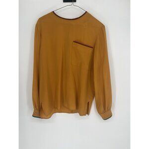 Vintage JORDAN Orange 100%Silk Long Sleeve Blouse Sz.6 * Read*‎